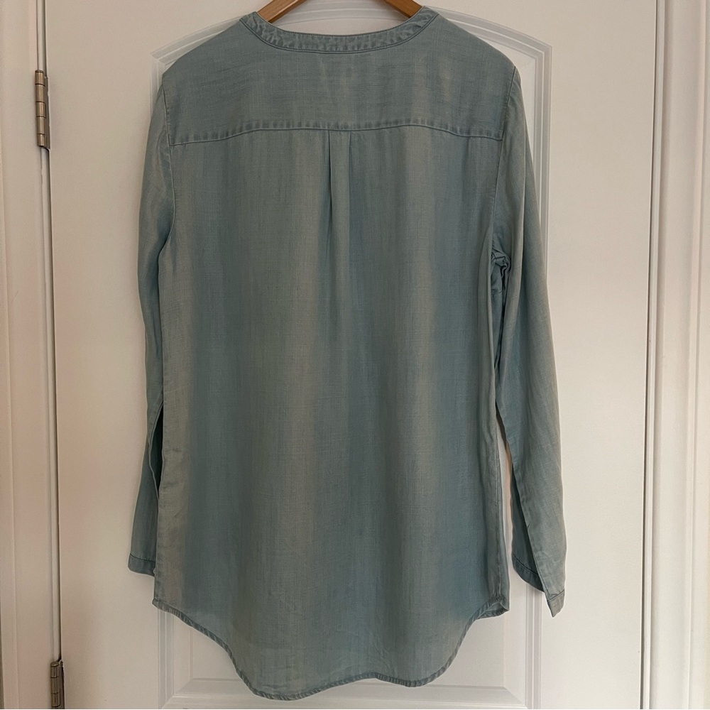 Talbots Women’s Large Chambray Popover Tunic 1/2 Button Coastal NWT - Picture 3 of 7